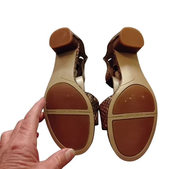 Nine West Women's 6 1/2 M Strappy Open Toe Multicolored Snake Skin Sandal - Picture 4 of 4